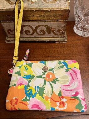 Anne Klein Floral Wristlet Pouch - Yellow Pink Multi NWOT